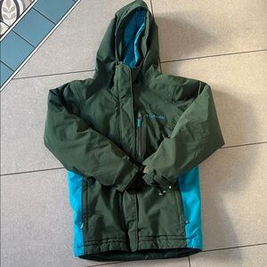 Columbia Green & Teal Hooded Kids Raincoat